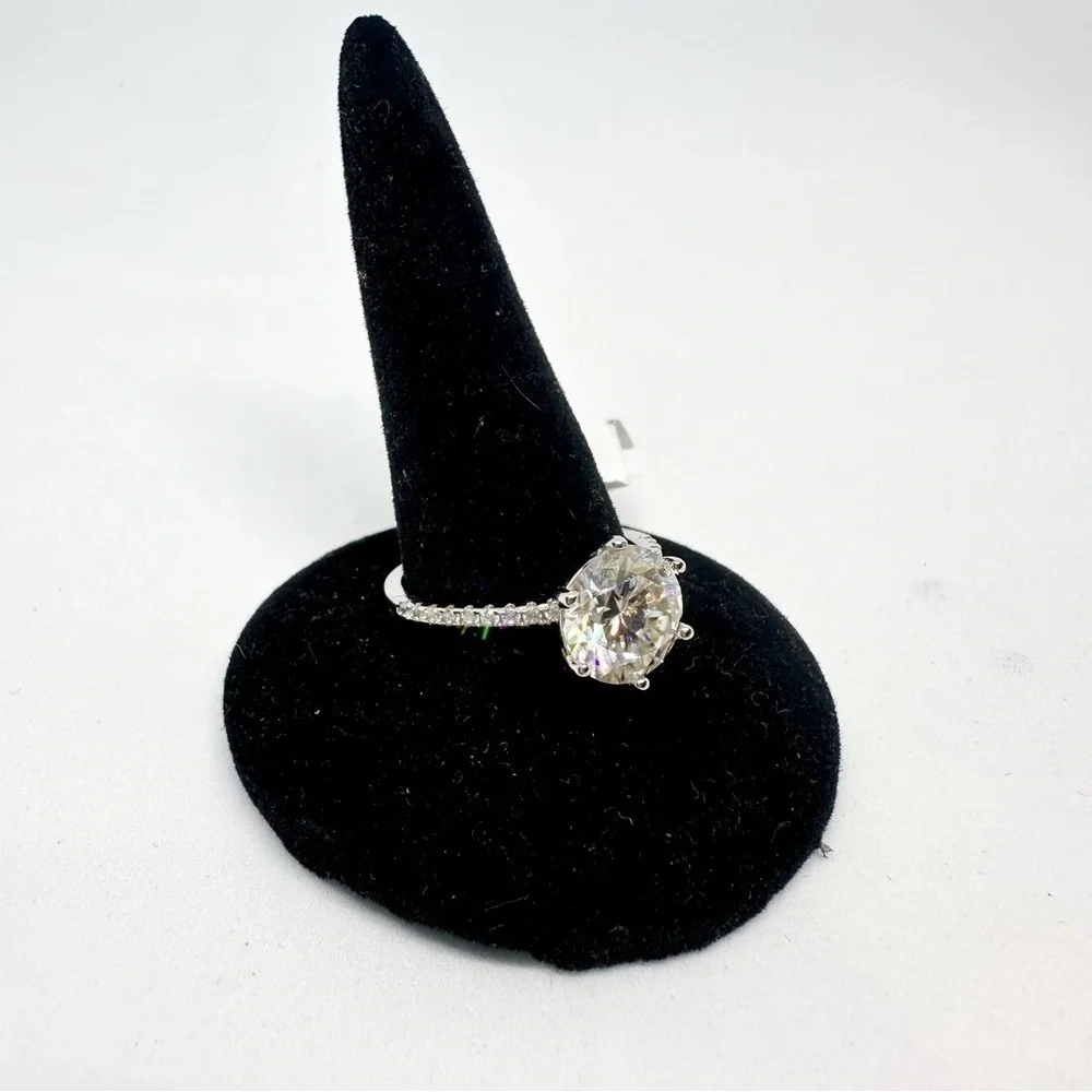 Moissanite Diamond Engagement Ring 3 Ct GRA Round Cut Wedding Jewelry Six Prong